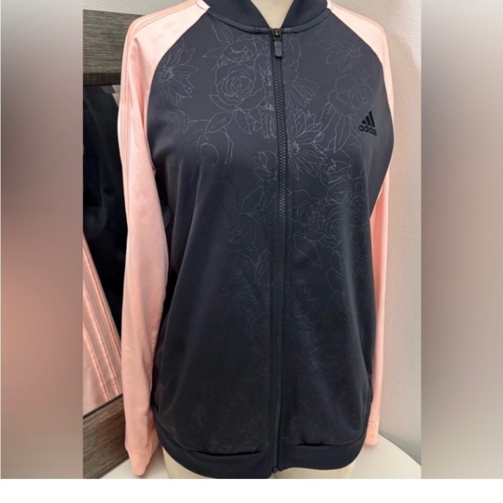 Adidas Women's Black and Pink Track Jacket